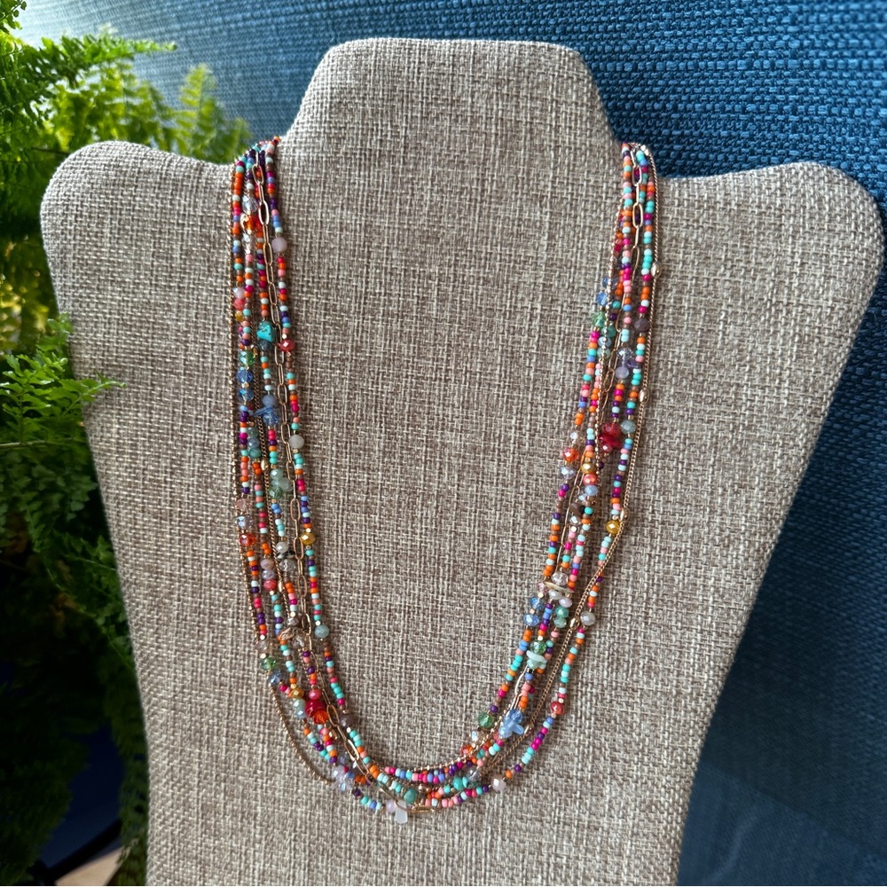 Multicolor Multistrand Beaded Necklace